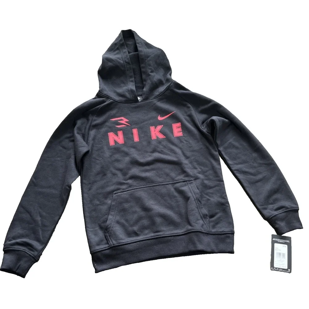 Nike 3Brand Boys Hoodie Black Red Logo Pullover Fleece Youth M (10-12 Yrs) NWT
